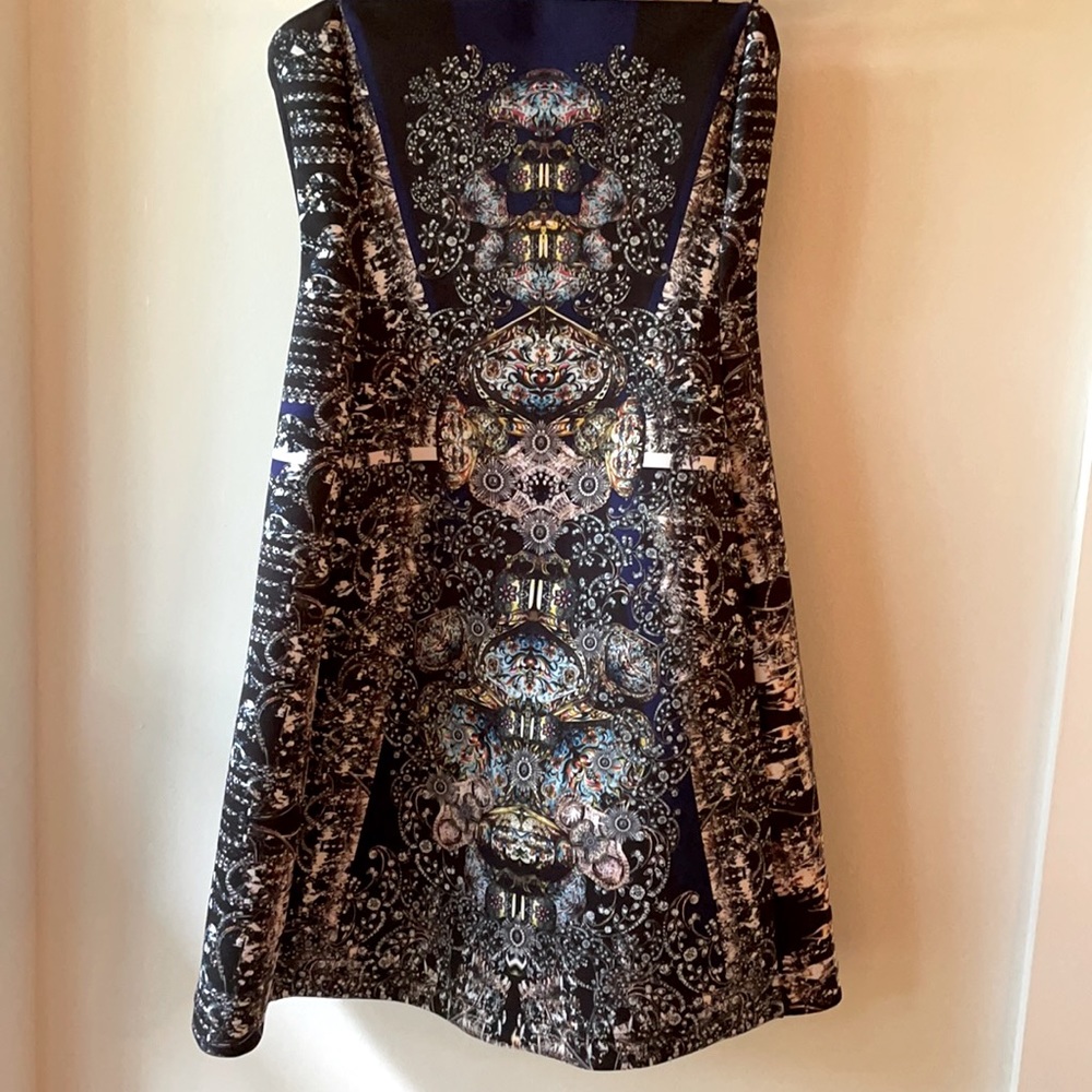 CLOVER CANYON Strapless Jewel A Line Scuba Dress